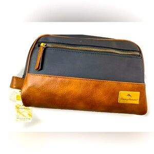 NWT Tommy Bahama toiletry bag travel navy faux leather